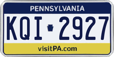 PA license plate KQI2927