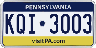 PA license plate KQI3003