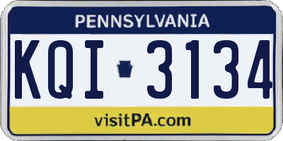 PA license plate KQI3134
