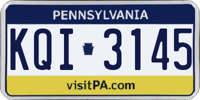 PA license plate KQI3145