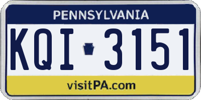 PA license plate KQI3151