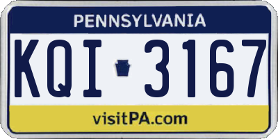 PA license plate KQI3167