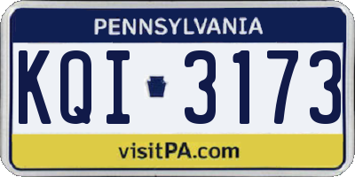 PA license plate KQI3173