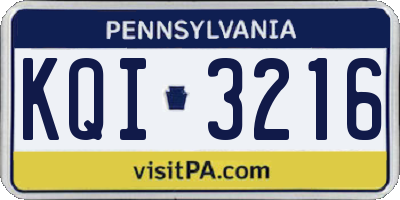 PA license plate KQI3216