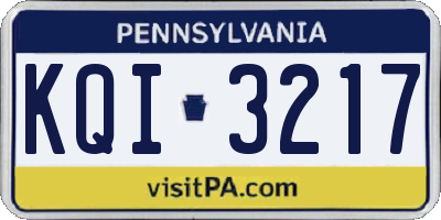 PA license plate KQI3217