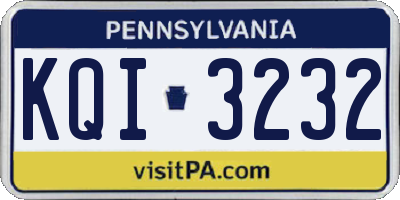 PA license plate KQI3232