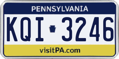 PA license plate KQI3246