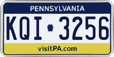 PA license plate KQI3256