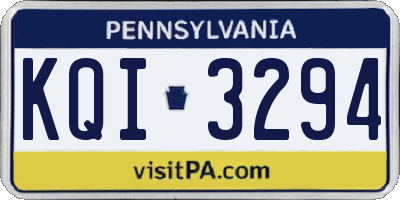 PA license plate KQI3294