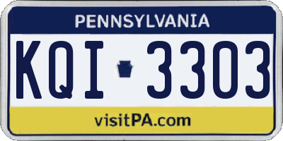 PA license plate KQI3303
