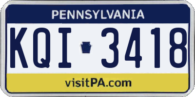 PA license plate KQI3418