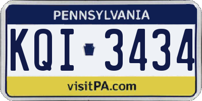 PA license plate KQI3434