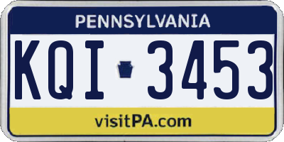 PA license plate KQI3453