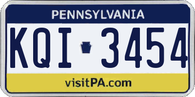 PA license plate KQI3454