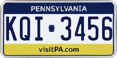 PA license plate KQI3456