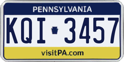 PA license plate KQI3457