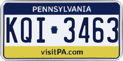 PA license plate KQI3463