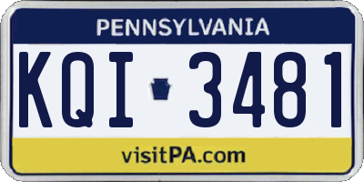 PA license plate KQI3481