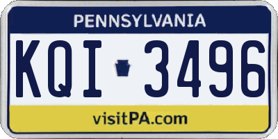 PA license plate KQI3496