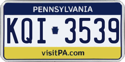 PA license plate KQI3539
