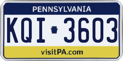 PA license plate KQI3603