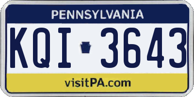 PA license plate KQI3643