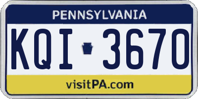 PA license plate KQI3670