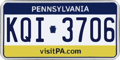 PA license plate KQI3706