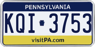 PA license plate KQI3753