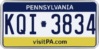 PA license plate KQI3834
