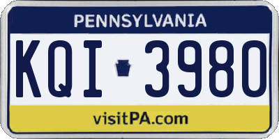 PA license plate KQI3980