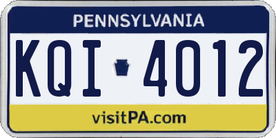 PA license plate KQI4012