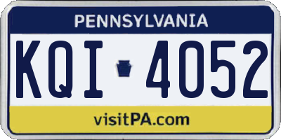 PA license plate KQI4052