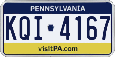 PA license plate KQI4167