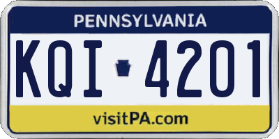 PA license plate KQI4201