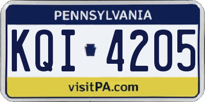 PA license plate KQI4205