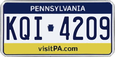 PA license plate KQI4209
