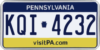 PA license plate KQI4232