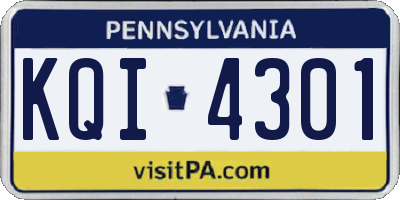 PA license plate KQI4301