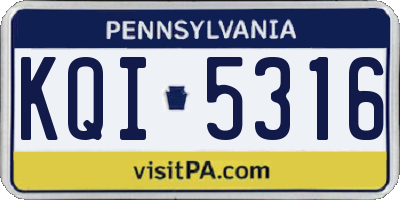 PA license plate KQI5316