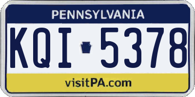 PA license plate KQI5378