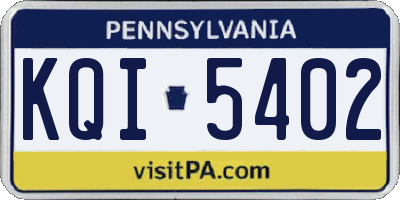 PA license plate KQI5402