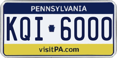 PA license plate KQI6000