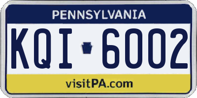 PA license plate KQI6002