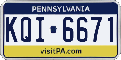 PA license plate KQI6671