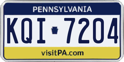 PA license plate KQI7204