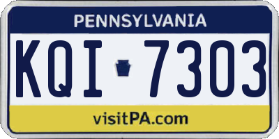 PA license plate KQI7303