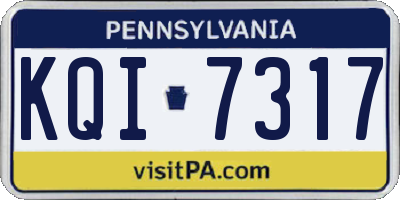 PA license plate KQI7317
