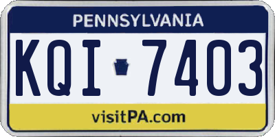 PA license plate KQI7403