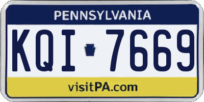 PA license plate KQI7669
